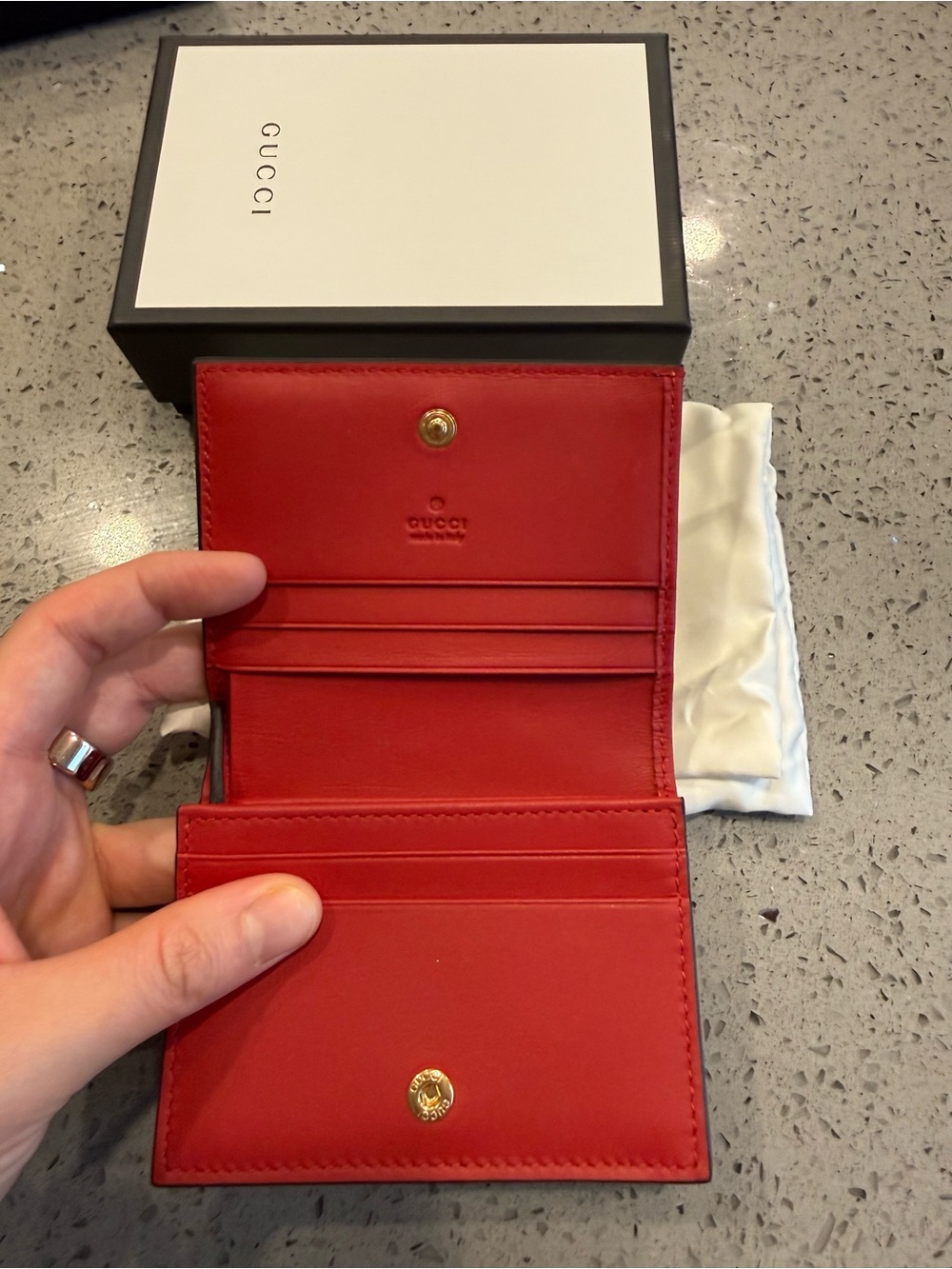 Authentic Gucci Red Leather Card Wallet - Picture 6 of 12